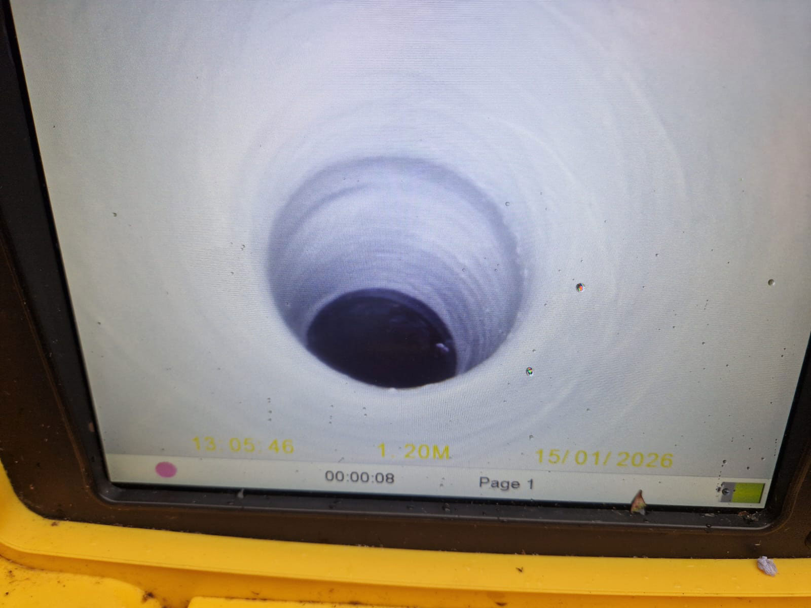 After drain repair using GRP patch liner in Guildford After CCTV image showing a broken drain repaired using a GRP patch liner in Guildford Surrey