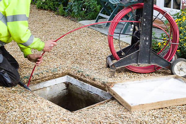 CCTV drain survey to locate blockage